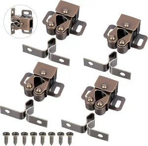 4 count Double Roller Catch Cabinet Latch Hardware for Cupboard Closet Kitchen Cabinet Door Latches and RV Cabinets Closure Hardware and Catches for Cupboard and Closet Door Closing