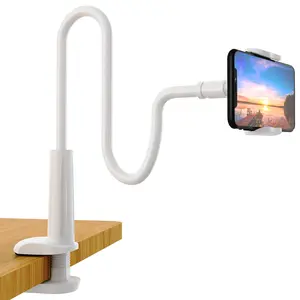 Phone Holder Bed Gooseneck Mount - Flexible Arm 360 Mount Clip Adjustable Bracket Clamp Stand Compatible with Cell Phone 11 Pro XS Max XR X 8 7 6 Plus 5 4, Samsung S10 S9 S8 for Bedroom Desk Accessories Cellphone