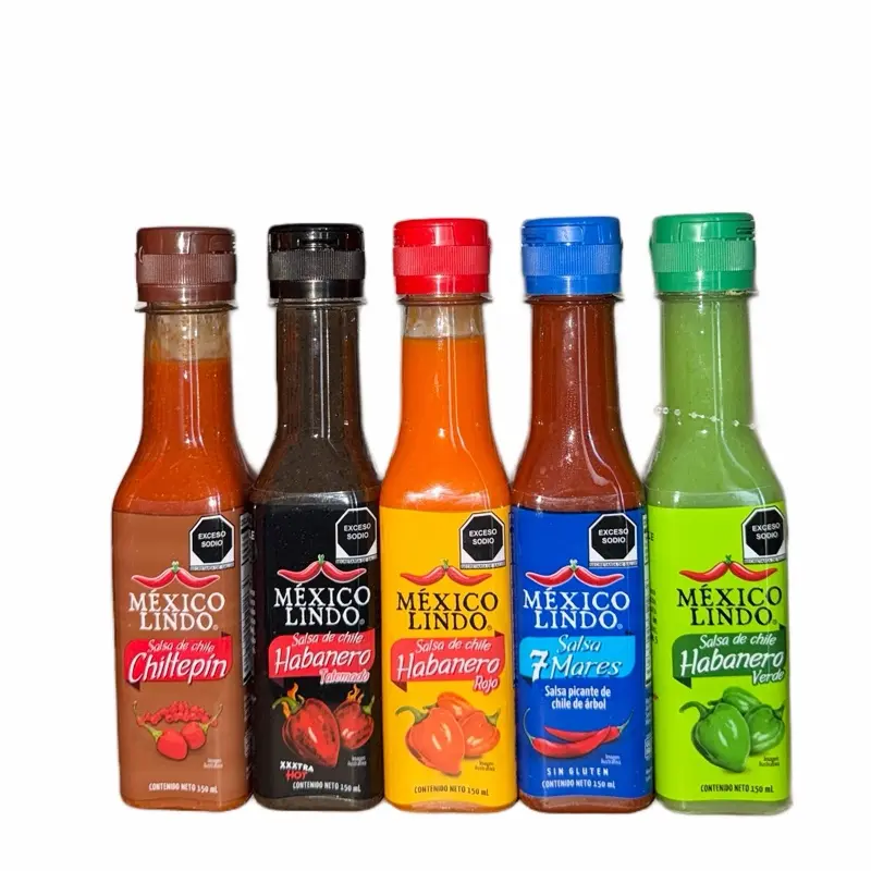 Mexico Lindo - Variety Pack of 5 Authentic Mexican Salsa Sauces Including Chiltepin Habanero and 7 Mores