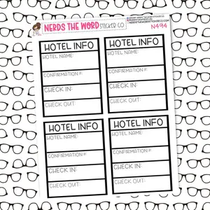 Hotel Tracking Planner Stickers