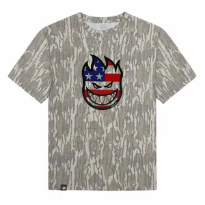 USA Flag Flame Graphic Camo Tee | Patriotic Skate Streetwear Shirt
