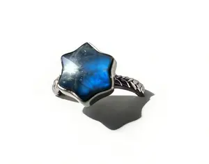 Natural elongated stone star ring