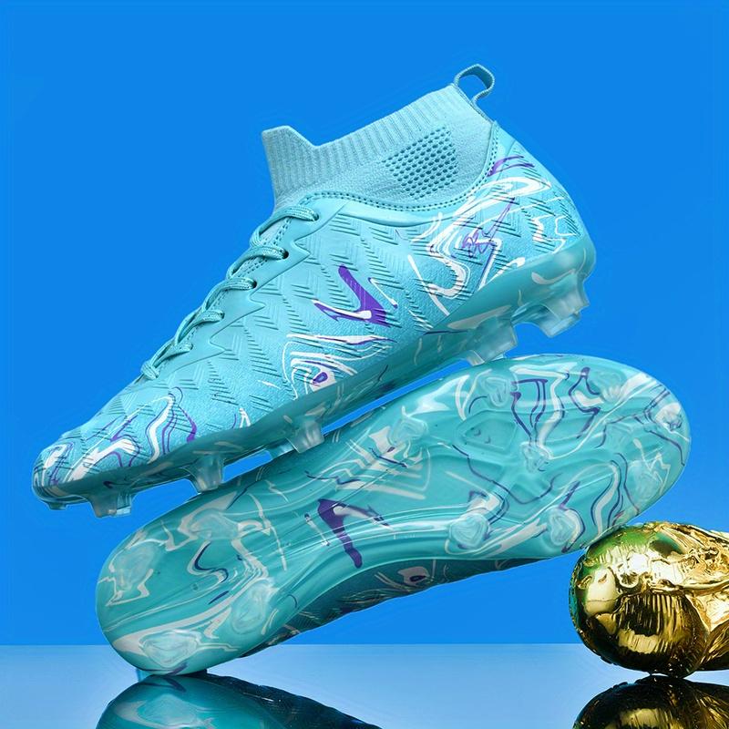 Men's Professional Soccer Cleats - Breathable Football Shoes with Anti-Slip Grip, Turquoise Accent Design - All-Turf Traction for Training, Matches Men's Professional Soccer Cleats - Breathable Football Shoes with Anti-Slip Grip, Turquoise Accent Design - All-Turf Traction for Training, Matches
