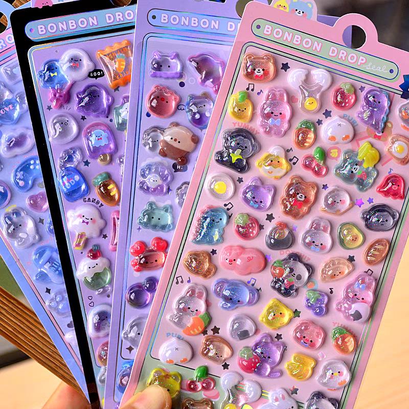 Stickers Selectable 3D Puffy Carton Animal Sticker Random Design Cute 3D Sticker Room Decor DIY Decorative Decal for Phone Case Water Cup Supplies Cellphone Smartphone Screen Protector Casing Cover Shockproof Protection Mini Protective Scrapbooks Fun Kids