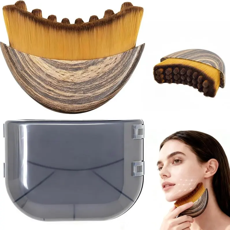 Beauty Tools 2-Piece Lymphatic Contour Face Massager Set - Soft Bristle Contour Brush, 1-Pc (Trial Size) for Sensitive Skin Adults, Jawline Sculpting, Puffiness Reduction, Lymphatic Drainage