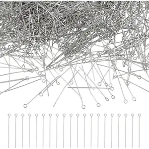 NBEADS 2000 Pcs 304 Stainless Steel Open Eyepins Loop Pins Headpins Findings 0.8 inch/20mm Length for Jewelry Making