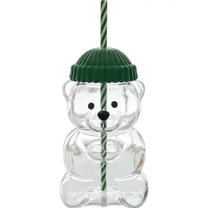 Bear Cup 2025 New Teed Bear Straw Cup, Cute Bears Glass Cup with Straw, 20oz Reusable Glass Tumbler with Lid for Iced Coffee, Milk Tea, and Cocktails, Dishwasher Safe