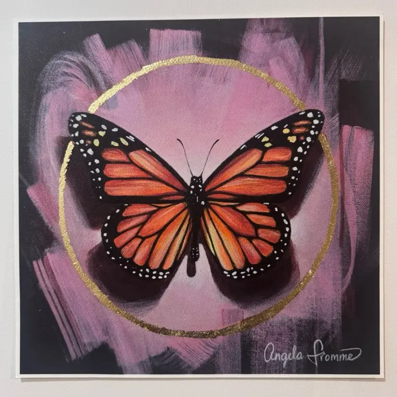 12x12” Gold leaf embellished monarch fine art print