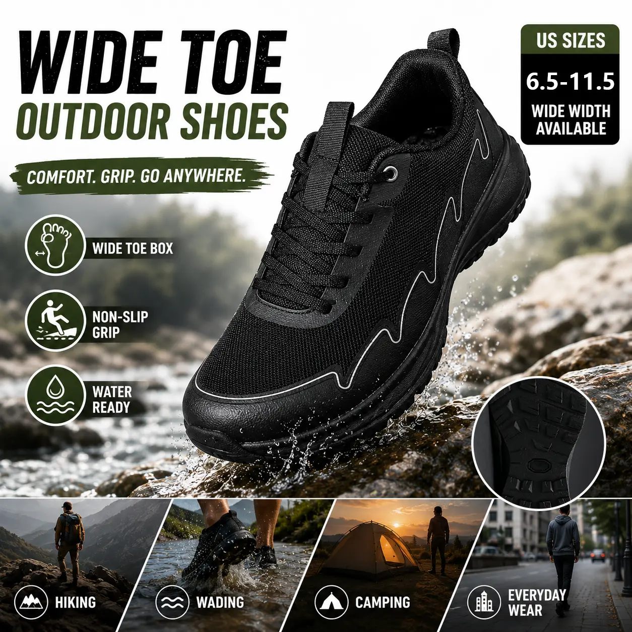 Wide toe  running shoes, lightweight and breathable in summer, wide forefoot, sports shoes, comfortable and casual sports shoes, round toe design, suitable for obese individuals,Stylish，easy to wear with wide feet