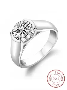 S925 Sterling Silver Classic Creative 2-carat Sparkling Zircon Ring, Wedding Engagement Ring, Wedding Rings, Fashion Accessories for Women & Men, Trendy All-match & Exquisite Jewelry for Birthday Gift