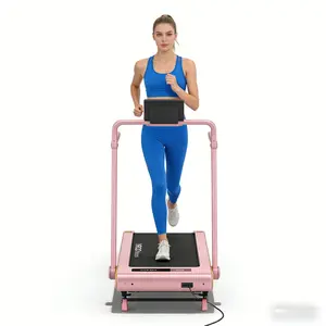 Pink Treadmill for Home Workout – Compact Folding Treadmill with Handle Bar, Incline Walking & Running, Cute Aesthetic Fitness Equipment for Apartment Cardio & Daily Workout Portable 3-in-1 Vibration Walking Pad  ，