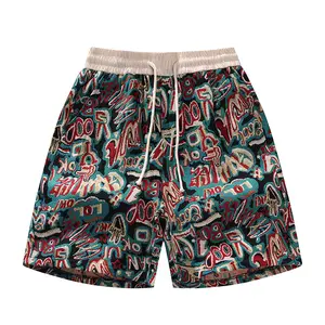 Men’s summer Hawaiian shorts with drawstring, trendy brand athletic shorts; men’s American-style retro niche personality vacation beach shorts; casual, comfortable style. #SummerWins