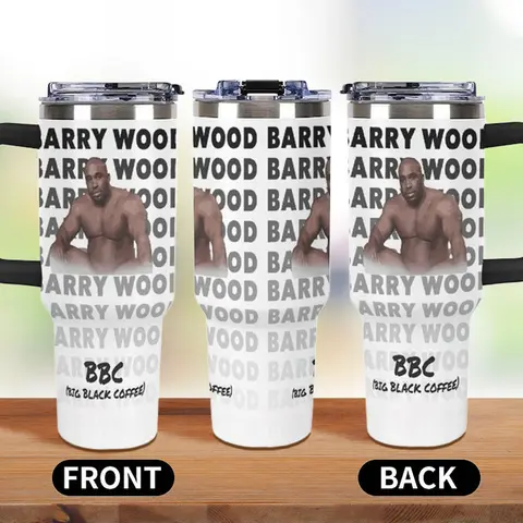 BBC 40oz Tumbler, 40oz Stainless Cup, Barry Wood Tumbler, Adult Humor Funny Drinkware Bottle , Big Black Cups Joke Water Bottle Gift