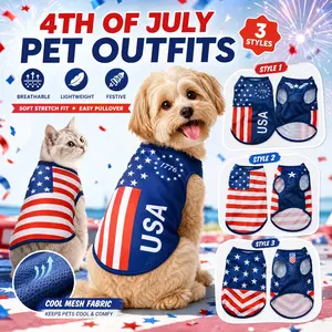 American Flag Dog Vest, Breathable Mesh Soft Lightweight, Small Dogs Patriotic Summer Clothes, Pet Outfits Clothing for Spring and Summer, Puppy Clothes