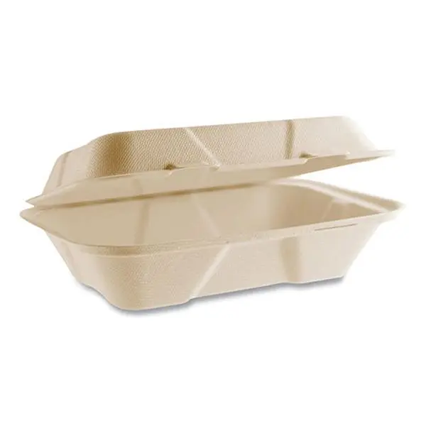 Vegware VEGVASH89N 6.1 x 9 x 2.9 in. Nourish Molded Fiber Takeout Containers, Natural - Pack of 200