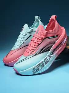 Parent-Child Pink-Blue Gradient Racing Sports Running Shoes, Fresh Sport Style, Gradient Upper + Light Cushioned Sole + Logo Decor, Lightweight Fit, Parent-Child Friendly , Ideal for Parent-Child Daily Running & Commuting Scenarios