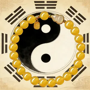 Yellow Luli jade gourd bracelet for Taoist wealth and blessings enhancement
