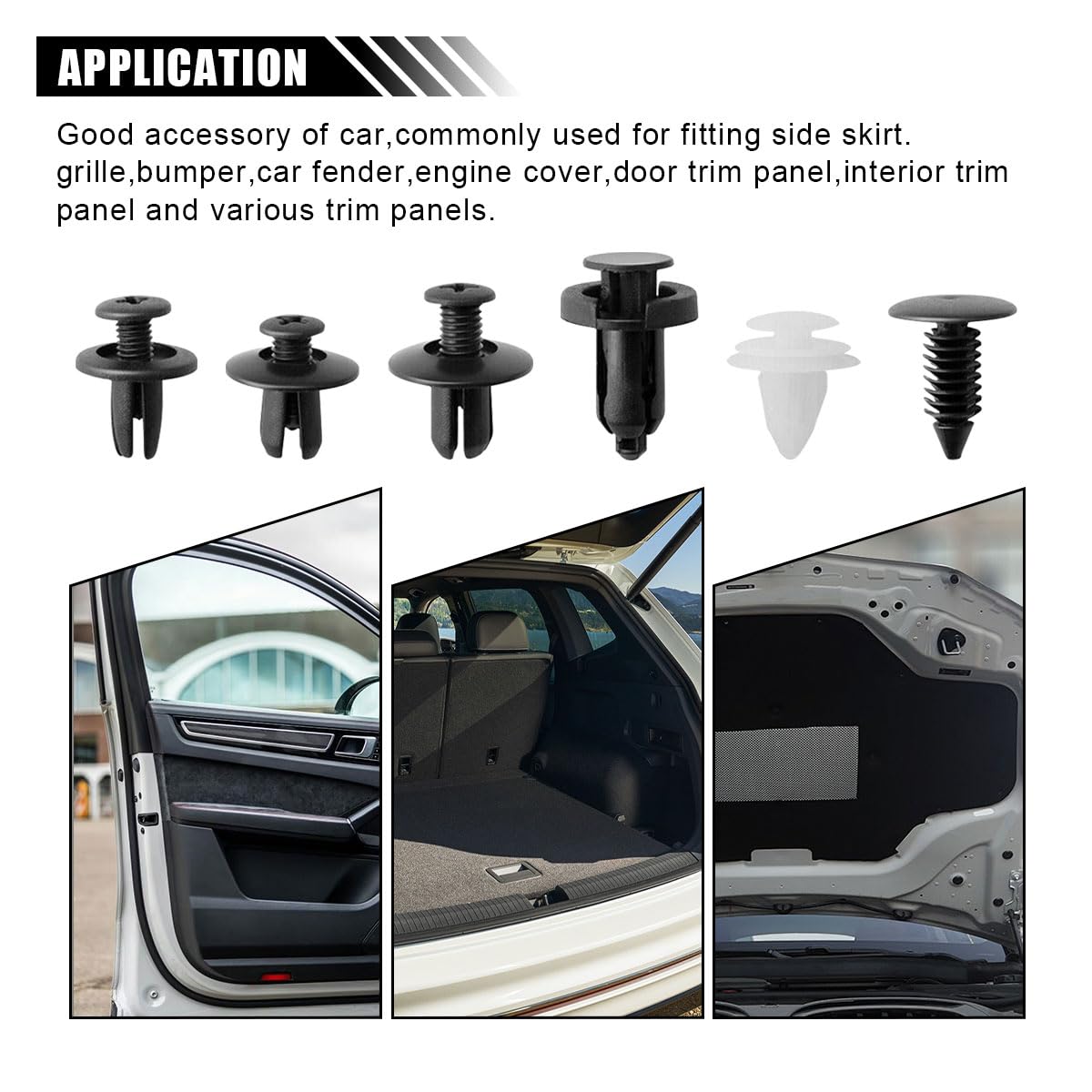 100 PCS Car Bumper Retainer Clips, 6.3mm 8mm 9mm 10mm Nylon Fasteners Rivet Replacement Kit, Push-in Screw Bumper Push Rivet Clip with Removal Tool, Suitable for Most Models (Black)