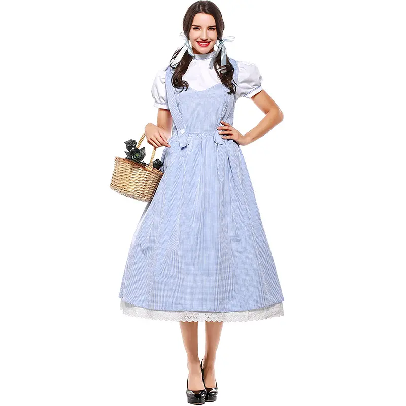 Women's Dorothy Costume Dress, Fairy Tale Blue Gingham Polyester Outfit for Halloween Animation Role Playing, Fabric, Clothes, Lady, Accessories, Xxl, Female