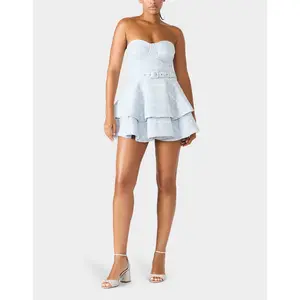 Betsey Johnson BELTED TWEED DRESS LIGHT BLUE