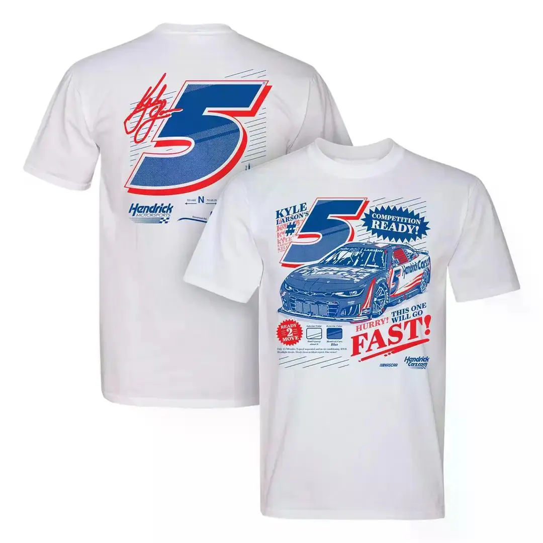 Kyle Larson #5 Racing T-Shirt – Double Sided Motorsports Graphic Tee Featuring Kyle Larson Competition Ready Car Design for Racing Fans.