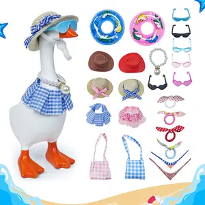 Desk Goose Outfits (7 Inches) 23-Piece Set of Mini Desk Goose Clothes with Hats Sunglasses Bikini hair clip Swim Ring and Dresses for Magnetic Porch Goose Key Holder Decor & Office Gifts (excluding the desk goose)