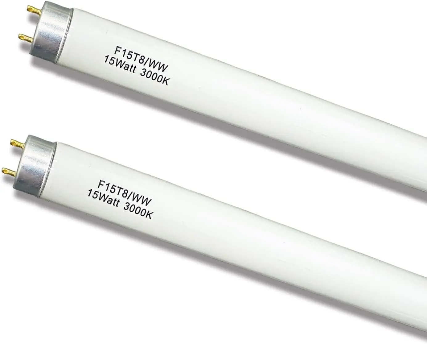 T8 Linear Fluorescent Bulb, 18in F15T8/WW 15W Soft White Glass Tube - 3000K Warm White, 17 inch, G13 Bi-Pin Cap with 2 Prongs, Indoor Use, 12,000 Hours Lifespan, Kitchen & Bath Replacement Light