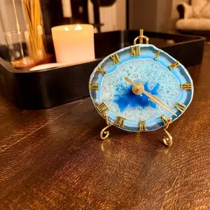 Blue Agate Clock w/Stand