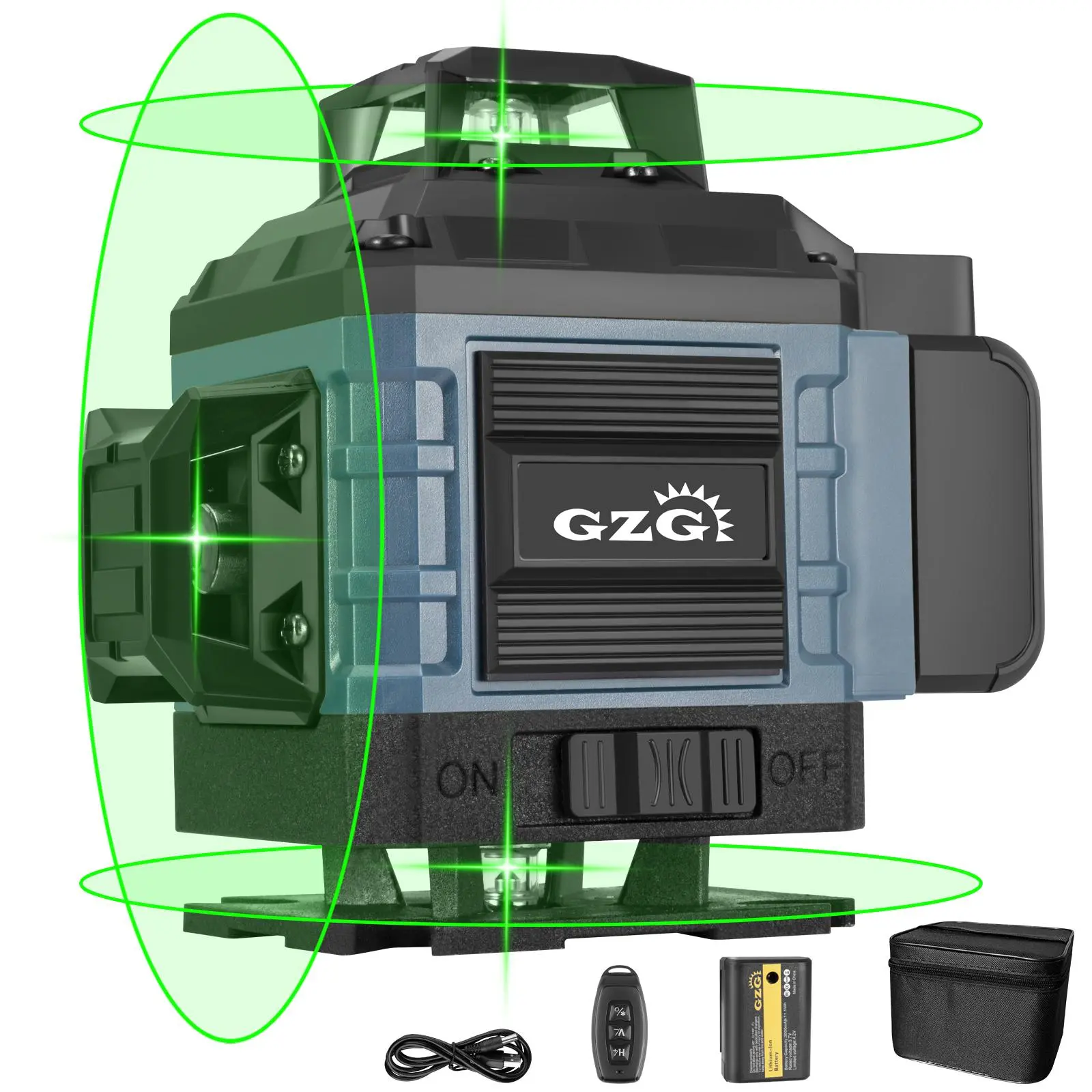 GZG 4D 16 Lines Laser Level, 1 Count 360 Self-leveling Laser Level, Automatic Laser Level, 3D Self-leveling 360 Green Laser Level, Remote Control, Self Levelling Laser, Laser Leveler Tool, Electronic Laser Level
