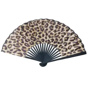 Fashion Leopard Print Hand Fan, Lightweight Portable Fan for Women, Princess Theme Fan, Handheld Fan for Home Decor, Party Supplies, Folding Fan