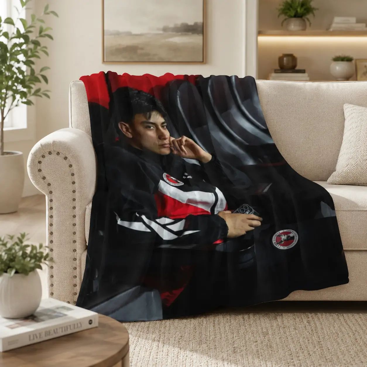 Gilberto Mora Soccer Portrait Flannel Blanket Mexico Football Fan Throw Ultra Soft Plush Cozy Blanket for Bed Sofa Couch Sports Room Decor Game Day Gift