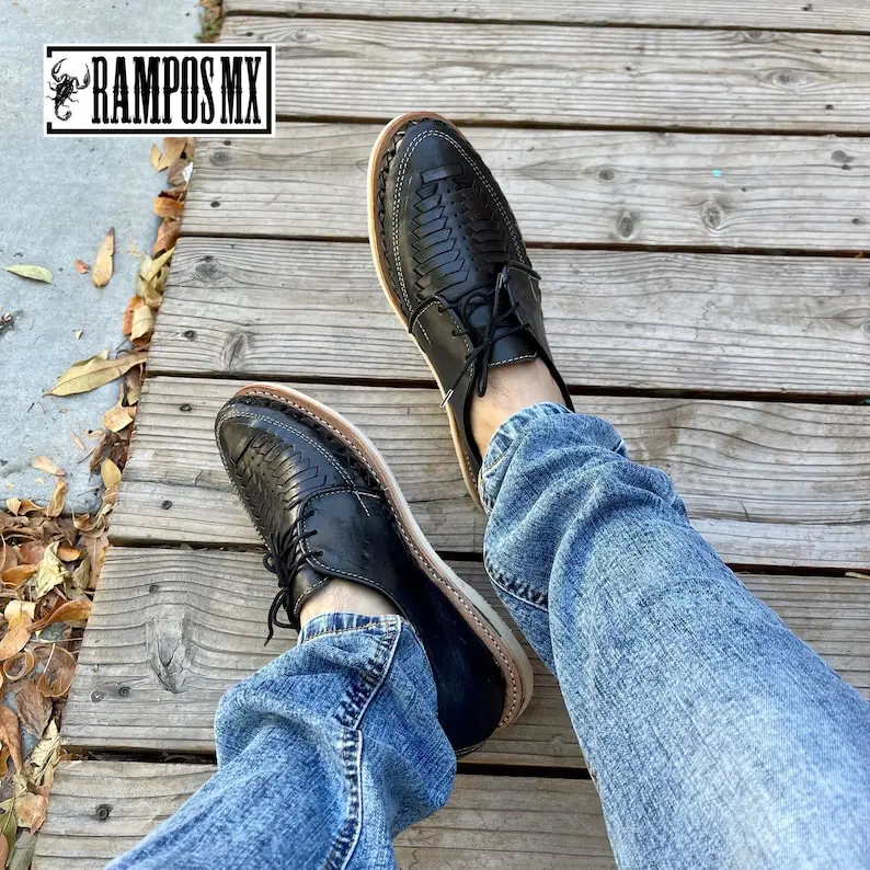 Mens Mexican Handmade Leather Sandals, Men Mexican Huaraches Mexicanos , Sandalias Piel para Hombre Mexico ,Huaraches CINTAS NEGROS/ Black