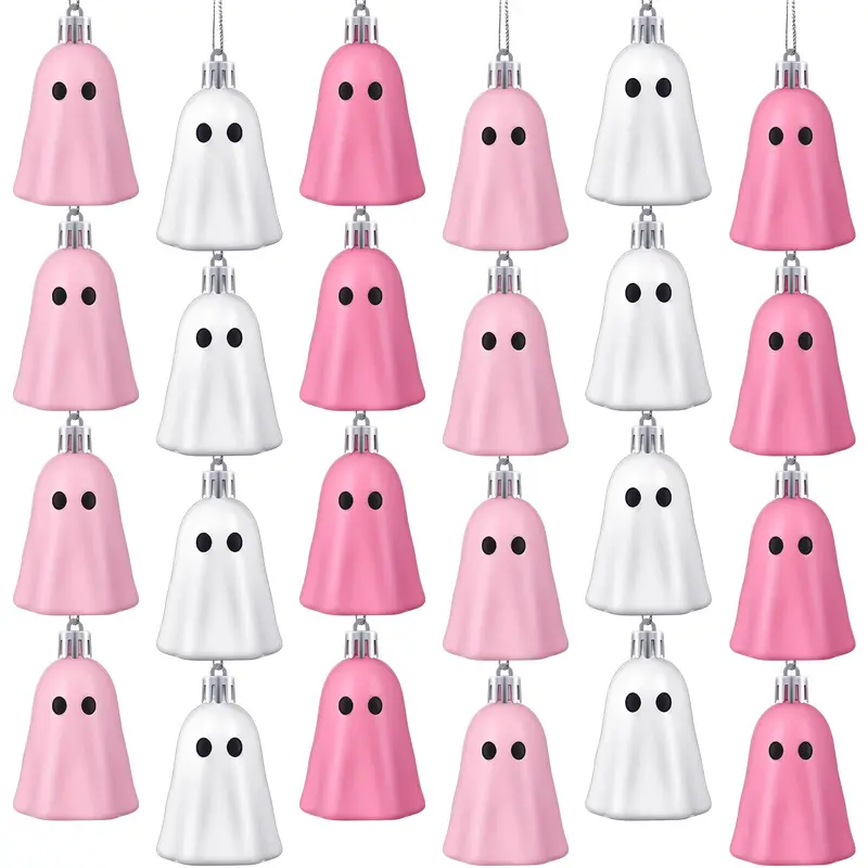 Gejoy Halloween Tree Decoration Ghost Hanging Halloween Ghost Ornaments 1.57 Inch Mini Ghost Hanging for Halloween Party Indoor-Outdoor Window Patio Staircase