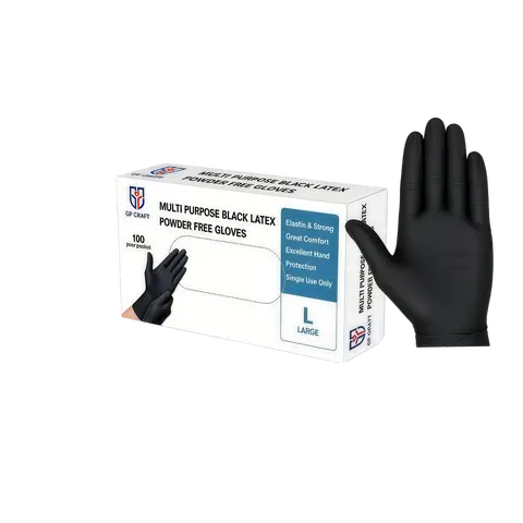 Black Disposable Latex Gloves, 5mil, Powder-Free, Heavy Duty Cleaning Gloves for Kitchen, Bathroom, and Food Prep, Non-Slip Thick Durable