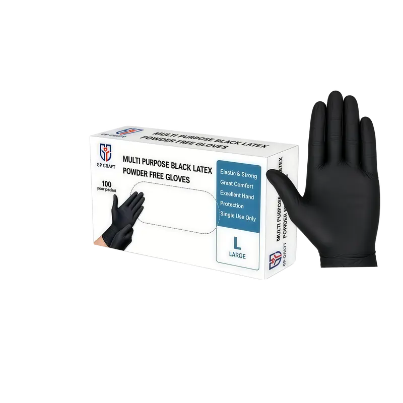 Black Disposable Latex Gloves, 5mil, Powder-Free, Heavy Duty Cleaning Gloves for Kitchen, Bathroom, and Food Prep, Non-Slip Thick Durable