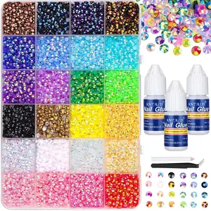 10000Pcs Resin Jelly Rhinestones with 3 Pcs Jewelry Glue for Bedazzling, Multicolor 3mm Flatback Gems for Crafting, Bedazzler Kit for Book Crafts Clothing Shoes Fabric Decor Nail Art Makeup