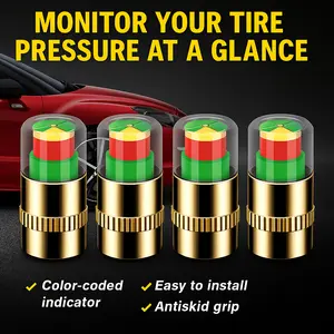 Car Tire Pressure Monitor Valve Caps – Real-Time Pressure Indicator, Safety Stem Caps for Cars, Motorbikes & Bicycles
