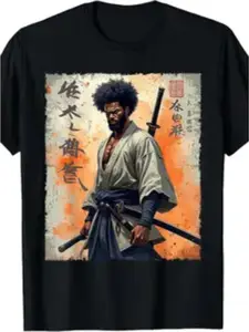 Streetwear Warrior T-Shirt, Japanese Anime/ Retro Culture Lover, Loose Fit Short Sleeve, Daily Casual Wear, Travel