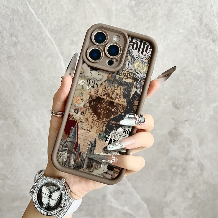 Magic Castle Wizard Pattern Phone Case for iPhone 17/16 Pro Max 15 14 13 12 11 XR XS Plus E Soft TPU Shockproof Protection Retro Aesthetic Cover for Women Girls