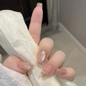 24 Pcs French Style Cat Eye Pearl Nail Art Kit, Detachable Wearable Nails, Fashionable Gentle Design, Versatile and Easy to Apply, Glitter Base French Tip, Nail Tips
