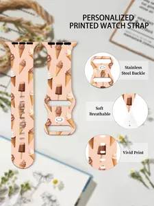 Ice Cream Cone Chocolate Ice Cream Silicone Watch Band, Comfortable Soft Durable, Fits Iwatch 1-7 Se, Perfect Gift for Men Women
