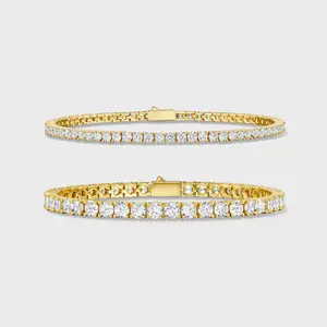 Tennis 5mm + Tennis 3mm Bracelet Stack (Gold)