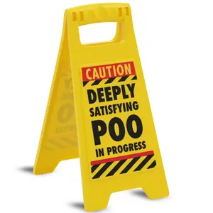 Boxer Gifts Satisfying Poo in Progress Bathroom Warning Sign – Funny Birthday Gifts for Husband or Dad – Prank White Elephant Gift for Men