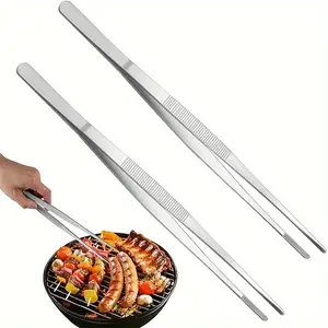 2025 HOT [Multi-functional 1count Stainless Steel Tongs] 1count 12.5/18/25/30cm Barbecue Accessory, Multi-functional Stainless Steel Food Tongs, Kitchen Gadgets, Suitable For Outdoor And Home Cooking