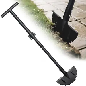 Edger Lawn Tool, Manual Half Moon Edger with  Round    and Step, Stand Up Garden Tools for Landscaping, Borders, Sidewalk, Turf, 34-43 inch Adjustable Metal Grass Edging Tool
