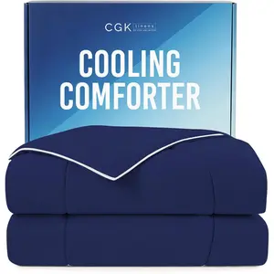 Cooling Comforter Full/Queen Size 90x90 Navy - Cooling Blanket for Hot Sleepers and Night Sweats, Soft Comfy Breathable Summer Comforter for Sleeping on Full Queen Beds