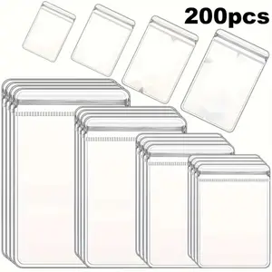 200 pcs transparent jewelry bag, jewelry earrings, earrings, rings, bracelets, anti oxidation packaging bag, PVC sealed self sealing bag