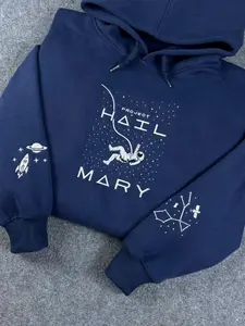 Astronaut Space Embroidered Shirt, Project Hail Mary Embroidery Sweatshirt, Retro Astronomy Hoodie, Gift For Him