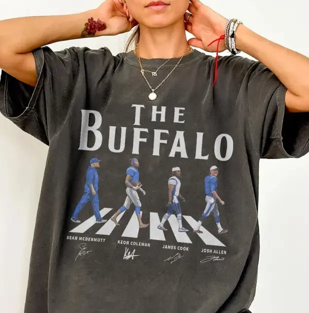Comfort Colors Buffalo Walking Road Signatures Football Shirt, Josh Allen Gift For Fan Football Unisex