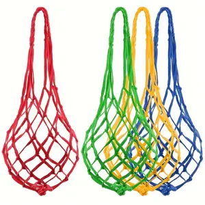 4-Piece hanging chicken feed rack and fruit and vegetable mesh bag - multi-functional and colorful design, suitable for poultry, hens, ducks, durable grid structure for easy hanging, promoting natural feeding and intellectual stimulation